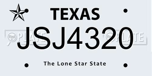 JSJ4320 Texas License Plate