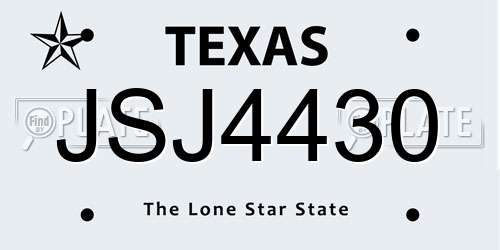 JSJ4430 Texas License Plate