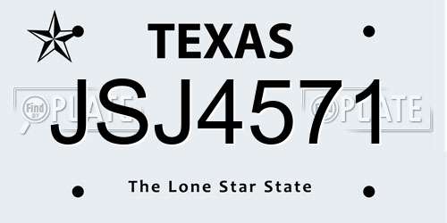 JSJ4571 Texas License Plate