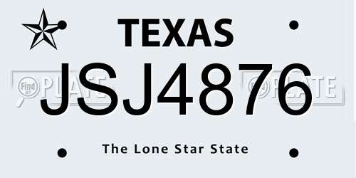 JSJ4876 Texas License Plate