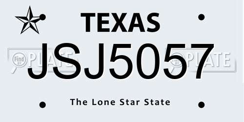 JSJ5057 Texas License Plate