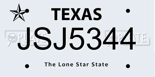 JSJ5344 Texas License Plate