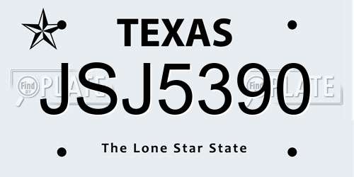 JSJ5390 Texas License Plate