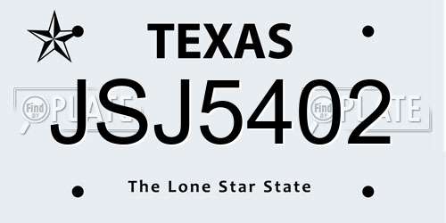 JSJ5402 Texas License Plate