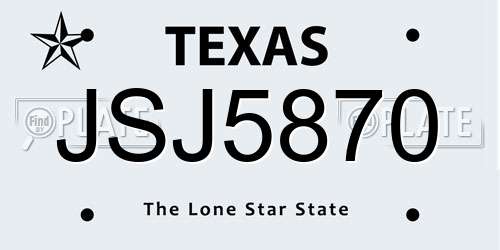 JSJ5870 Texas License Plate