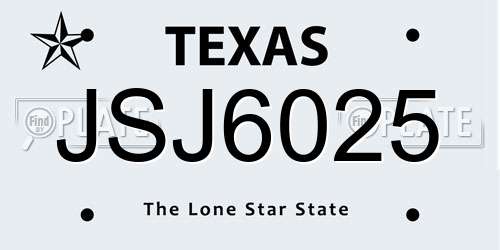JSJ6025 Texas License Plate