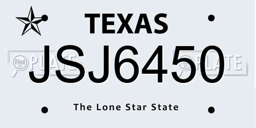 JSJ6450 Texas License Plate