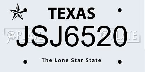 JSJ6520 Texas License Plate