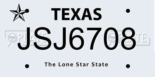 JSJ6708 Texas License Plate