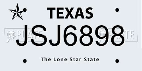 JSJ6898 Texas License Plate