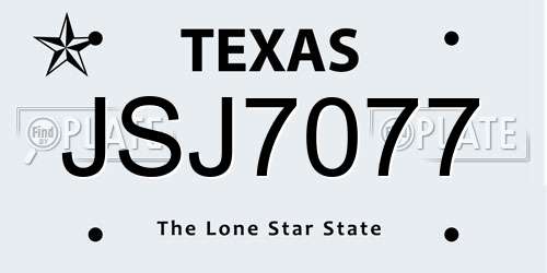 JSJ7077 Texas License Plate