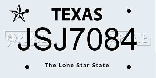 JSJ7084 Texas License Plate