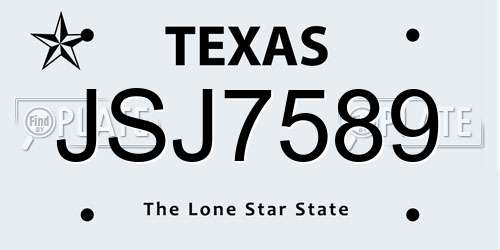 JSJ7589 Texas License Plate