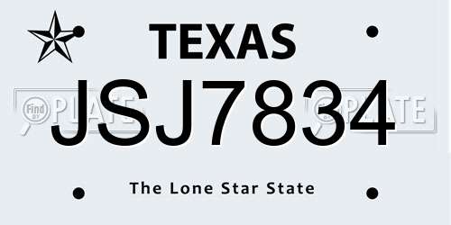 JSJ7834 Texas License Plate
