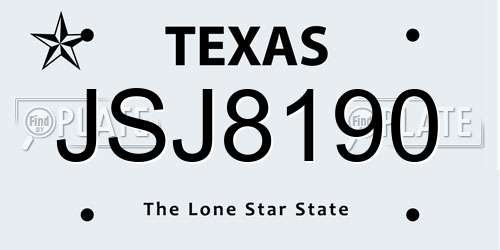 JSJ8190 Texas License Plate