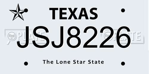JSJ8226 Texas License Plate