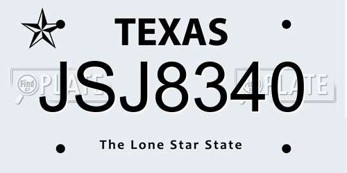 JSJ8340 Texas License Plate