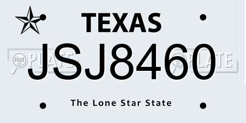 JSJ8460 Texas License Plate