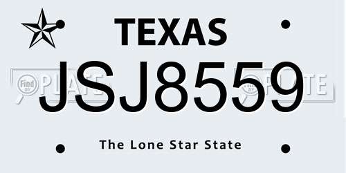 JSJ8559 Texas License Plate