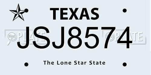 JSJ8574 Texas License Plate