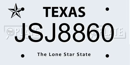 JSJ8860 Texas License Plate