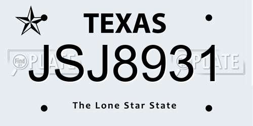 JSJ8931 Texas License Plate