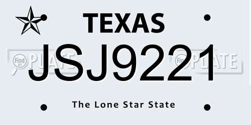JSJ9221 Texas License Plate