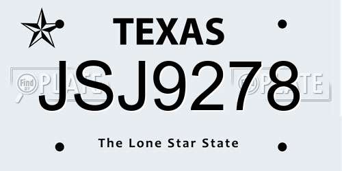 JSJ9278 Texas License Plate
