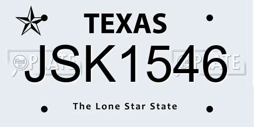 JSK1546 Texas License Plate