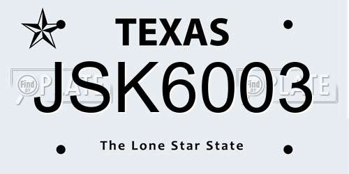 JSK6003 Texas License Plate