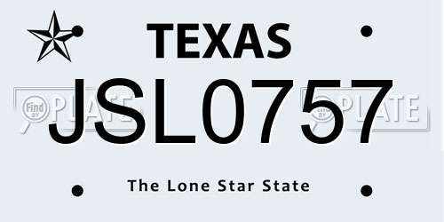 JSL0757 Texas License Plate
