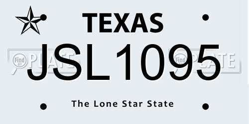 JSL1095 Texas License Plate