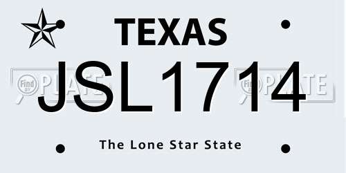 JSL1714 Texas License Plate