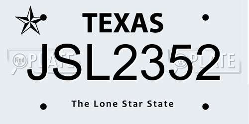 JSL2352 Texas License Plate