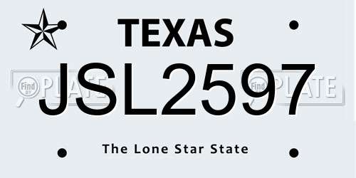 JSL2597 Texas License Plate