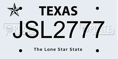 JSL2777 Texas License Plate