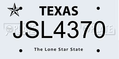 JSL4370 Texas License Plate