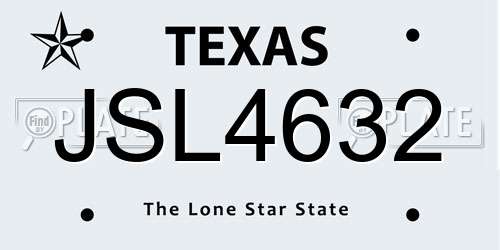 JSL4632 Texas License Plate