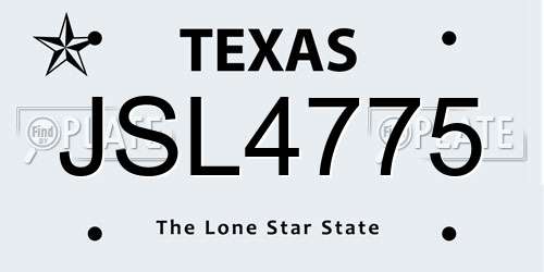 JSL4775 Texas License Plate