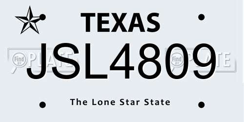 JSL4809 Texas License Plate