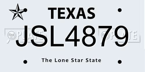 JSL4879 Texas License Plate