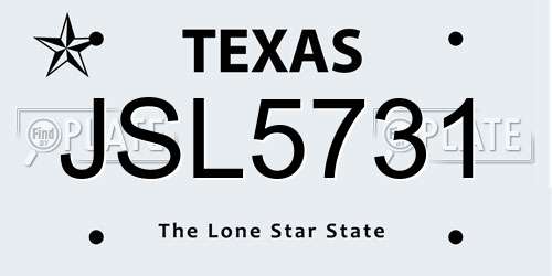 JSL5731 Texas License Plate