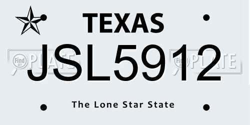 JSL5912 Texas License Plate