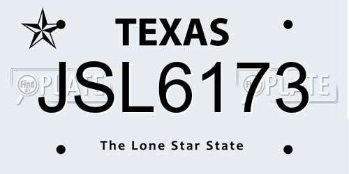 JSL6173 Texas License Plate