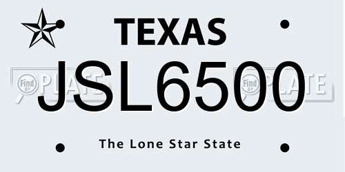JSL6500 Texas License Plate