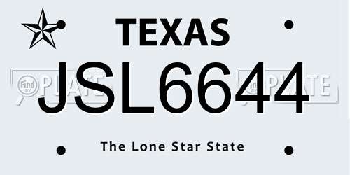JSL6644 Texas License Plate