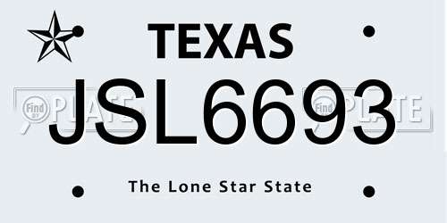 JSL6693 Texas License Plate