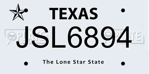JSL6894 Texas License Plate