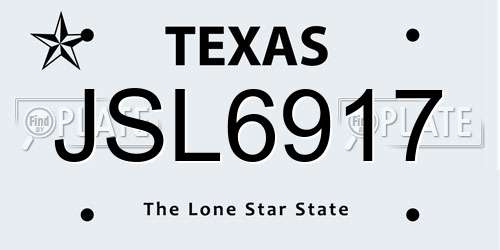 JSL6917 Texas License Plate