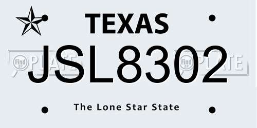JSL8302 Texas License Plate